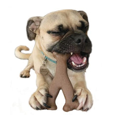 SPOT Bam-Bones Wishbone held in paw demonstrates easy-grip ergonomic design.