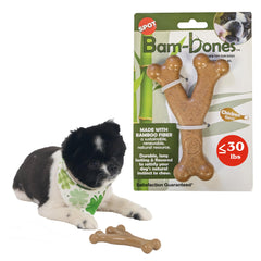 SPOT Bam-Bones Wishbone toy front view shows durable bamboo-fiber blend for small dogs.