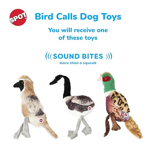 SPOT Bird Calls plush dog toy, side profile, soft fabric ideal for cuddling.