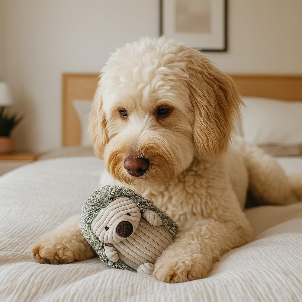 SPOT Corduroy Hedgehog closeup, soft fabric for comforting textures in snuggles.
