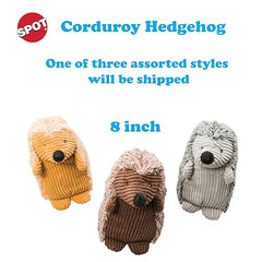 SPOT Corduroy Hedgehog toy, side view, durable seams for light to moderate chewers.