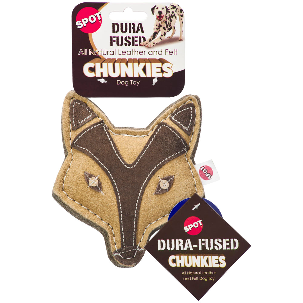 SPOT Dura-Fused Chunkies Fox front view; durable chew toy for dogs