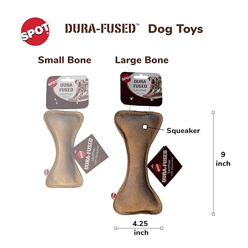 SPOT Dura-Fused Leather Bone toy showing real leather and jute backing for durability
