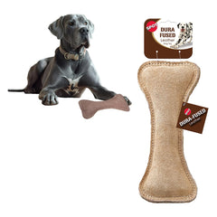 SPOT Dura-Fused Leather Bone toy with squeaker for engaging fetch