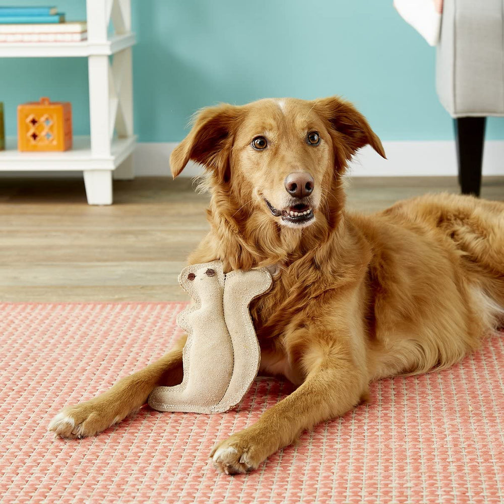SPOT Dura-Fused Leather Squirrel Toy close-up leather texture emphasizes real leather material