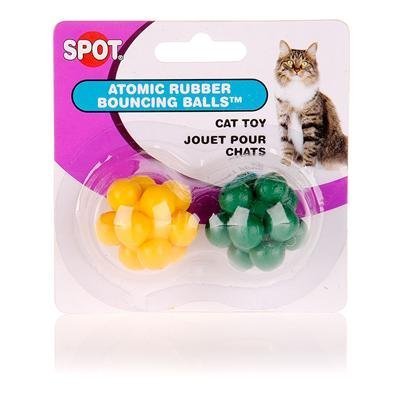SPOT Ethical Pet Atomic bouncing ball cat toy 2-pack enables unpredictable indoor play for cats.