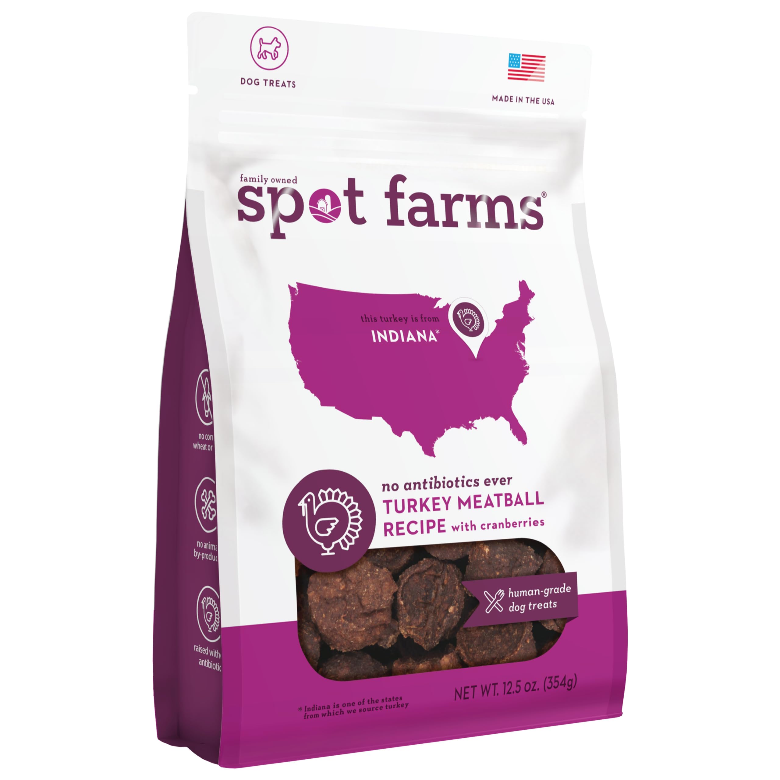 Spot Farms turkey meatball bag closeup for easy bite-sized rewards