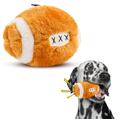 SPOT football dog toy shows three color options for variety during play