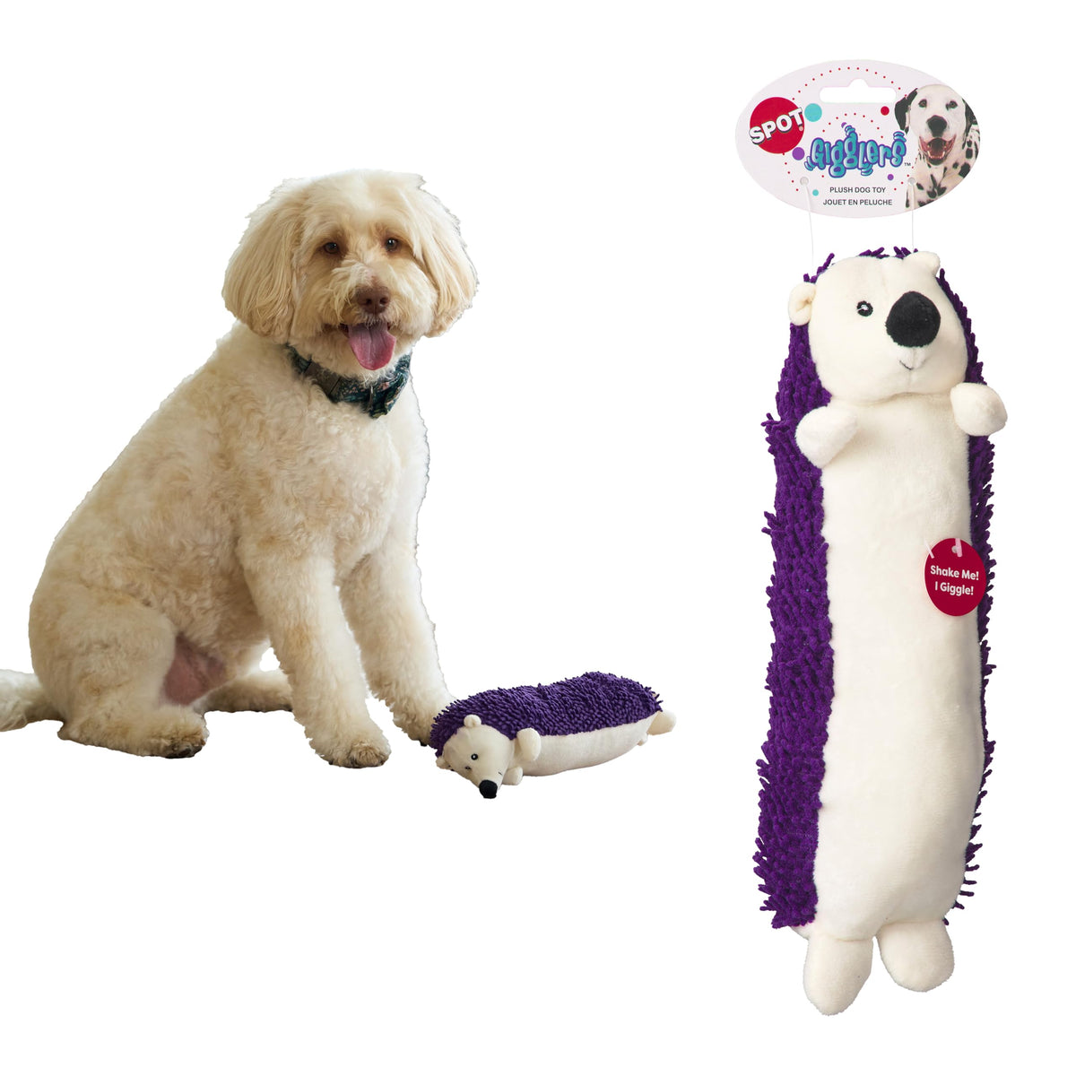 SPOT Gigglers Hedgehog toy close-up showing textured plush surface for sensory play