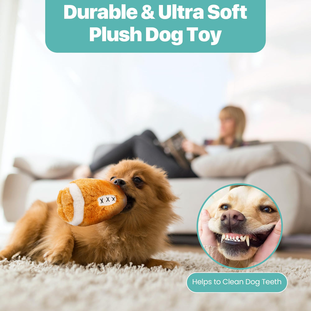 SPOT plush football toy close-up stitching for durability during play