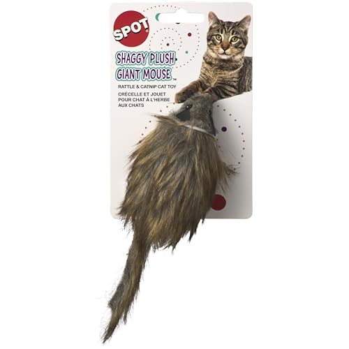 SPOT Shaggy Plush Giant Mouse catnip detail highlighting scent-driven engagement