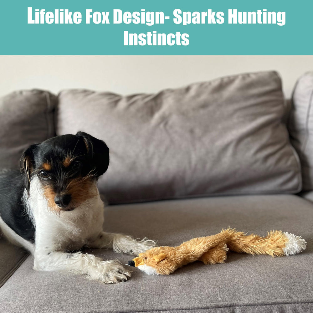 SPOT Skinneeez Fox 14-inch-label clearly marks size for small and medium dogs.