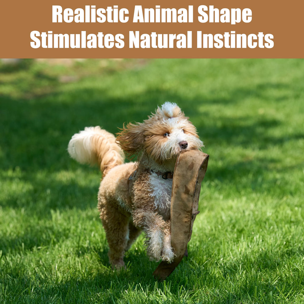 SPOT Leather Snake squeaker placement keeps dogs engaged during games.