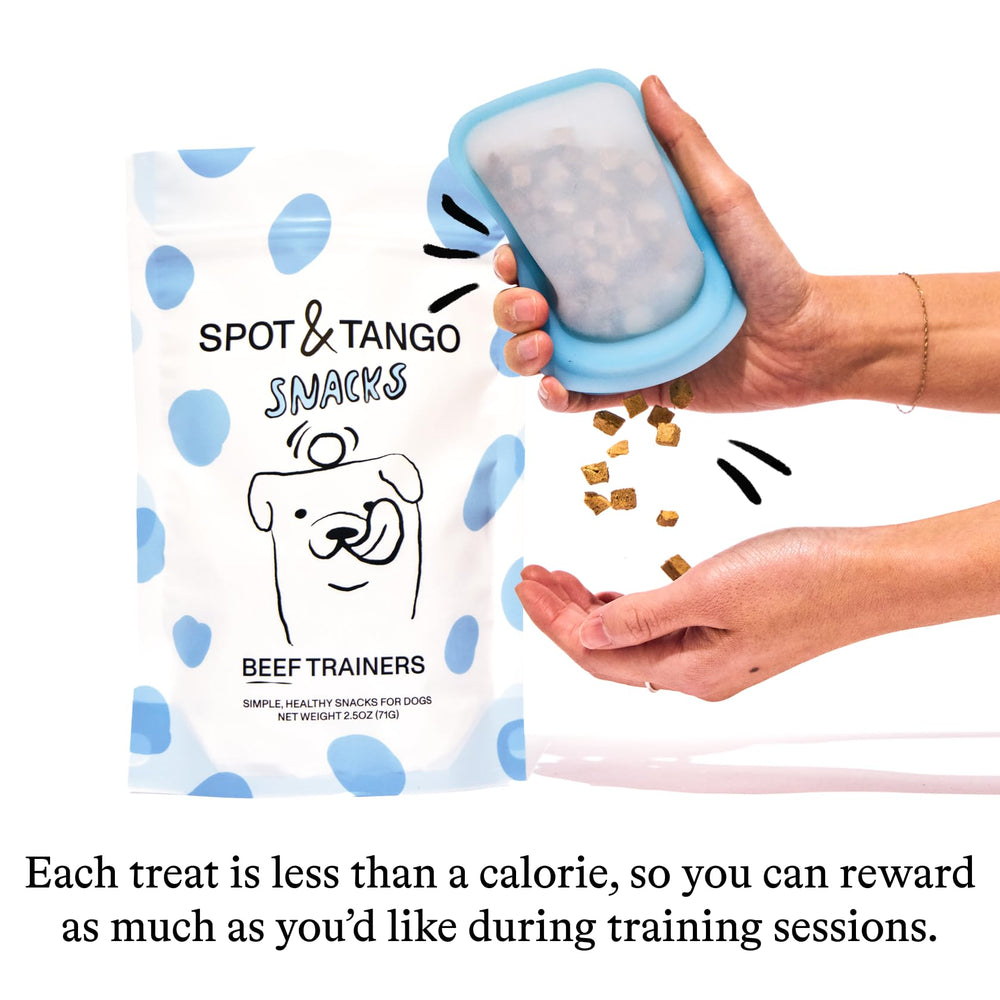 Spot & Tango beef liver treats used with puppies to seniors, versatile for all ages.