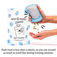 Spot & Tango beef liver treats used with puppies to seniors, versatile for all ages.