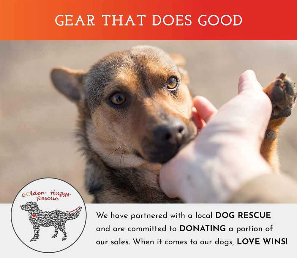 Spot The Dog! rescue-donation label highlights support for Golden Huggs Rescue.