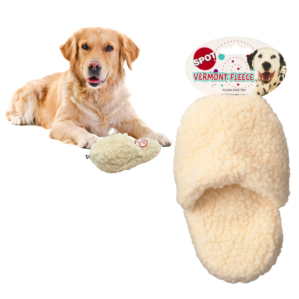 SPOT Vermont Slipper Dog Toy: soft fleece slipper for cuddles and easy carrying