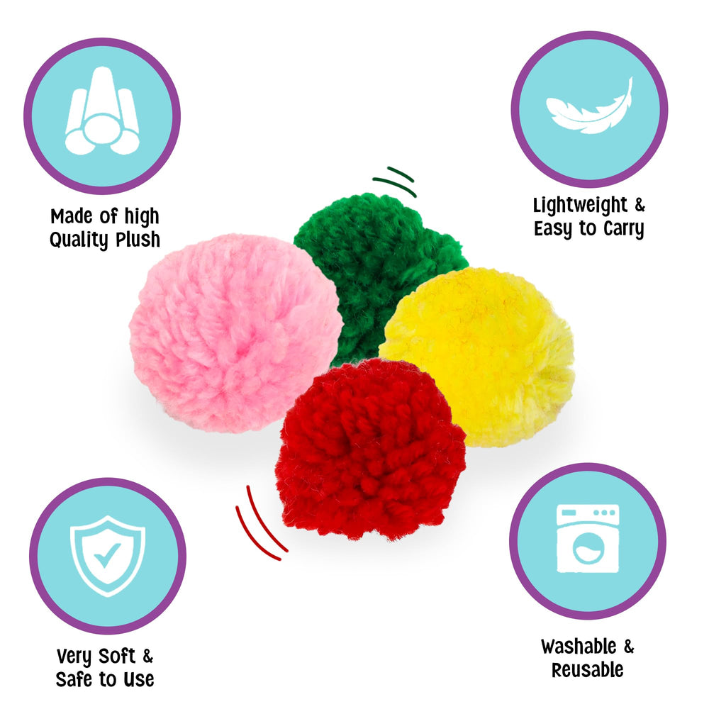 SPOT Wool Pom Poms soft plush fabric provides gentle, safe play for curious kittens.