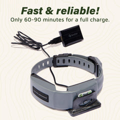 SpotOn plug demonstrates compact, travel-friendly charger for on-the-go dog fence power.