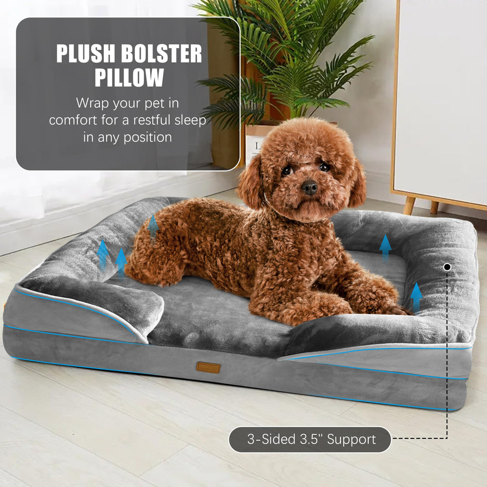 Spotted Play dog bed waterproof liner closeup communicates spill protection and easy cleanup.