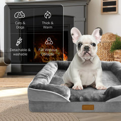 Spotted Play orthopedic-bed bolster closeup demonstrates head and neck support for relaxed naps.