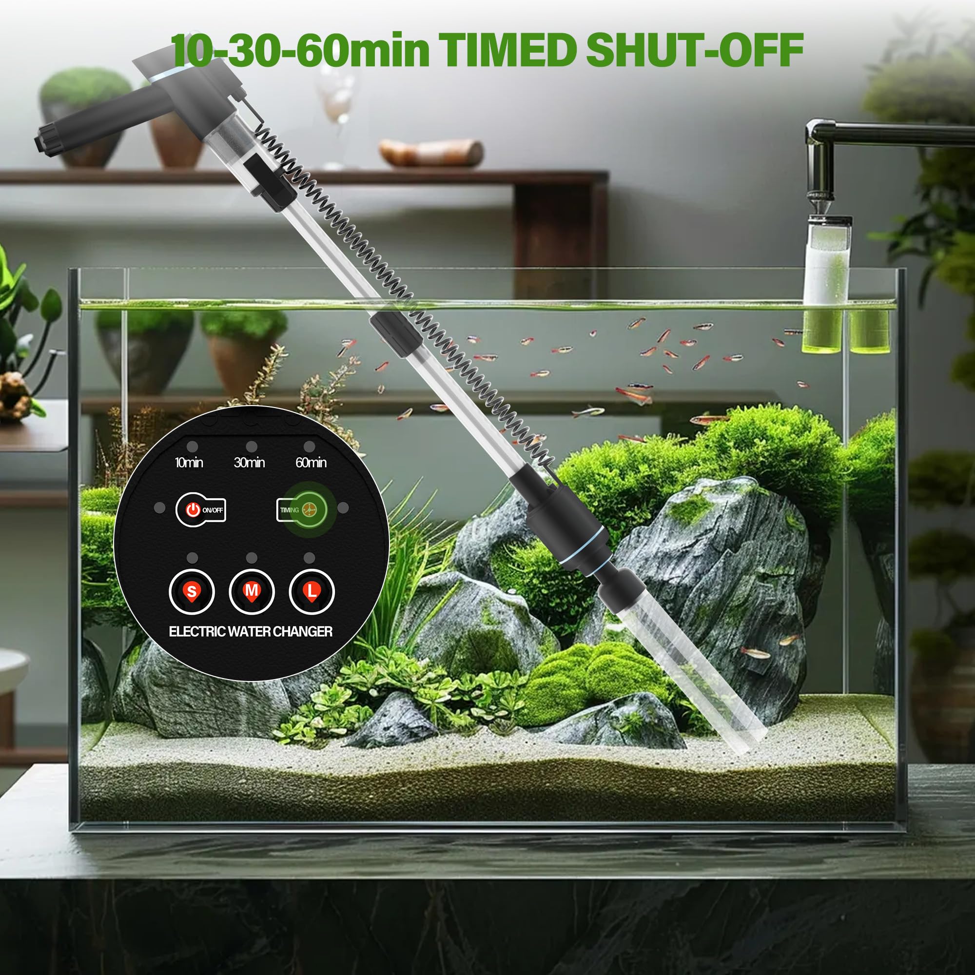 SPOWAY pump-motor-control lets you adjust power quietly for different tank sizes.