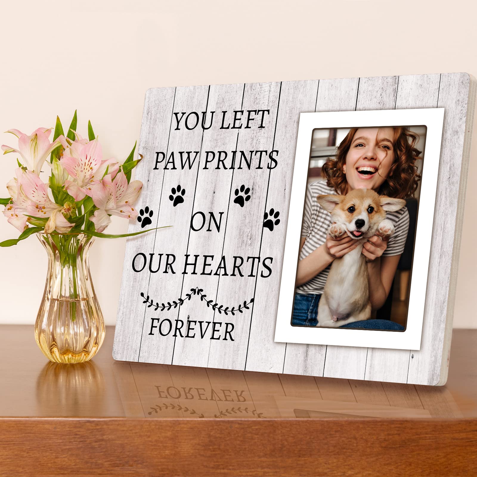 Spricoz dog memorial frame paw prints detail adds sentimental charm for remembrance.