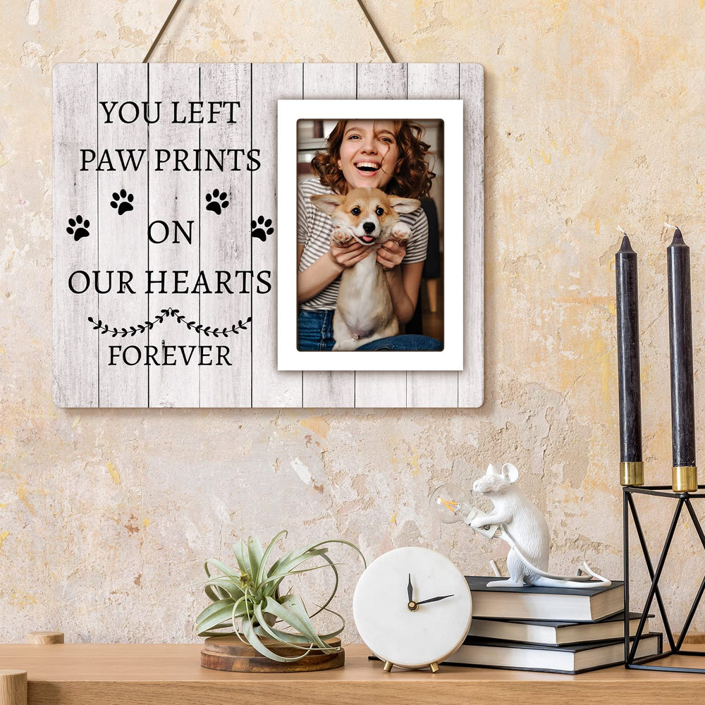 Spricoz dog memorial frame wall hanging rope enables easy remembrance display.