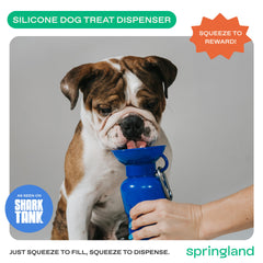 Springer by Springland indigo bottle open-cap shows easy one-handed use.