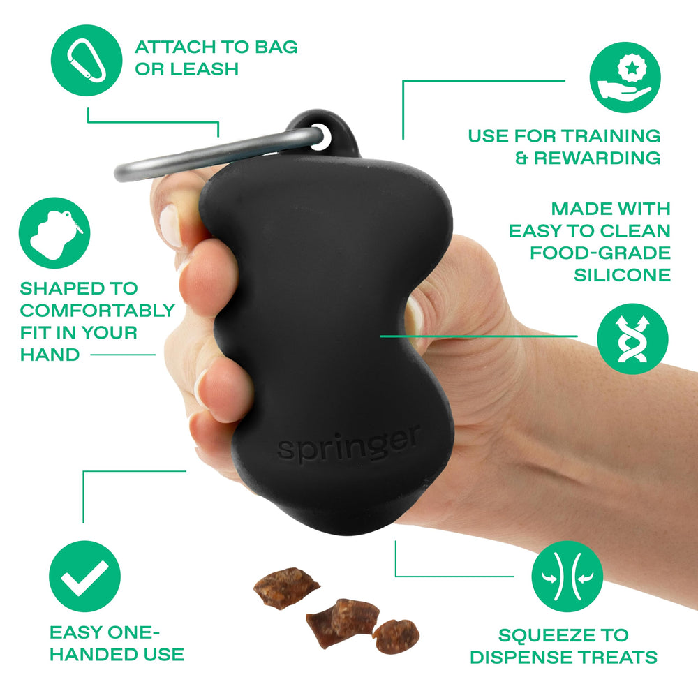 Springer dog treat pouch food-grade silicone ensures safe, durable dispensing