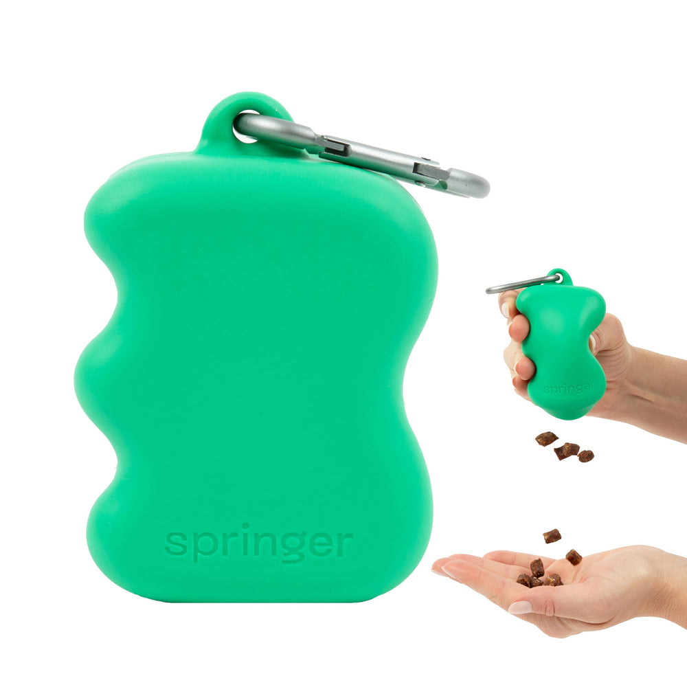 Springer dog treat pouch squeezable design enables effortless training rewards.