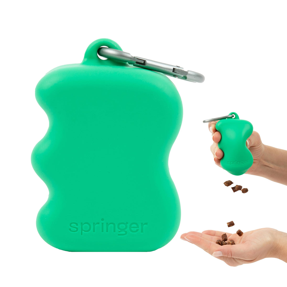 Springer dog treat pouch squeezable design enables effortless training rewards.