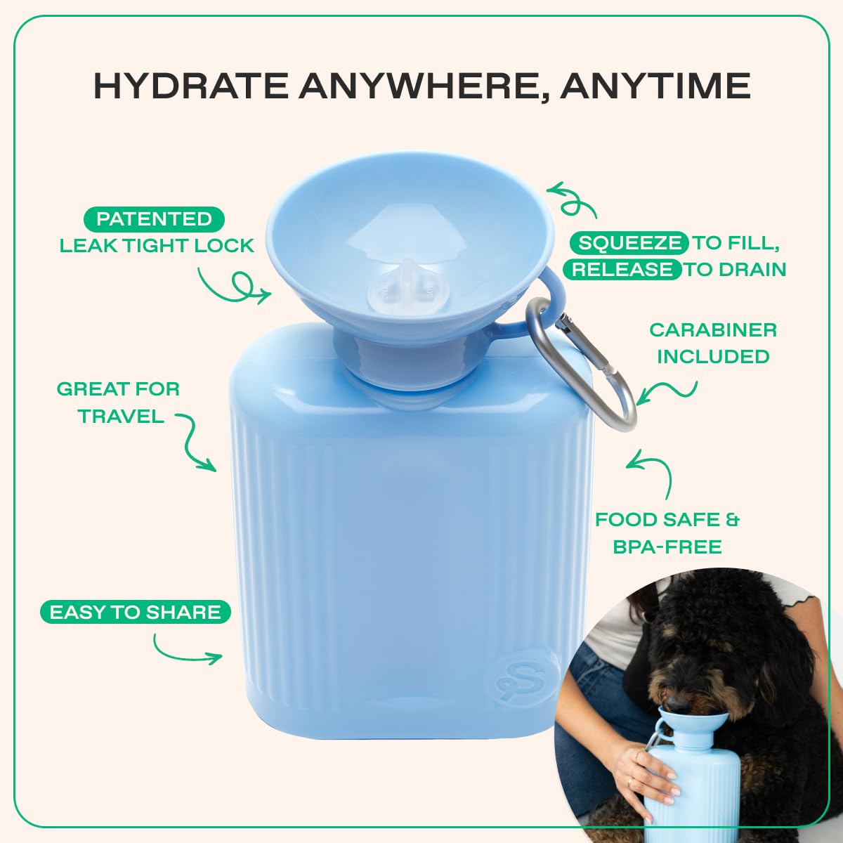 Springer bottle with leak-proof valve for spill-free travel