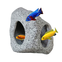 SpringSmart Aquarium Hideaway Rock Cave close-up, breeding-friendly ceramic habitat for fish.