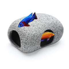 SpringSmart Aquarium Hideaway Rocks ceramic cave provides safe shelter for small fish