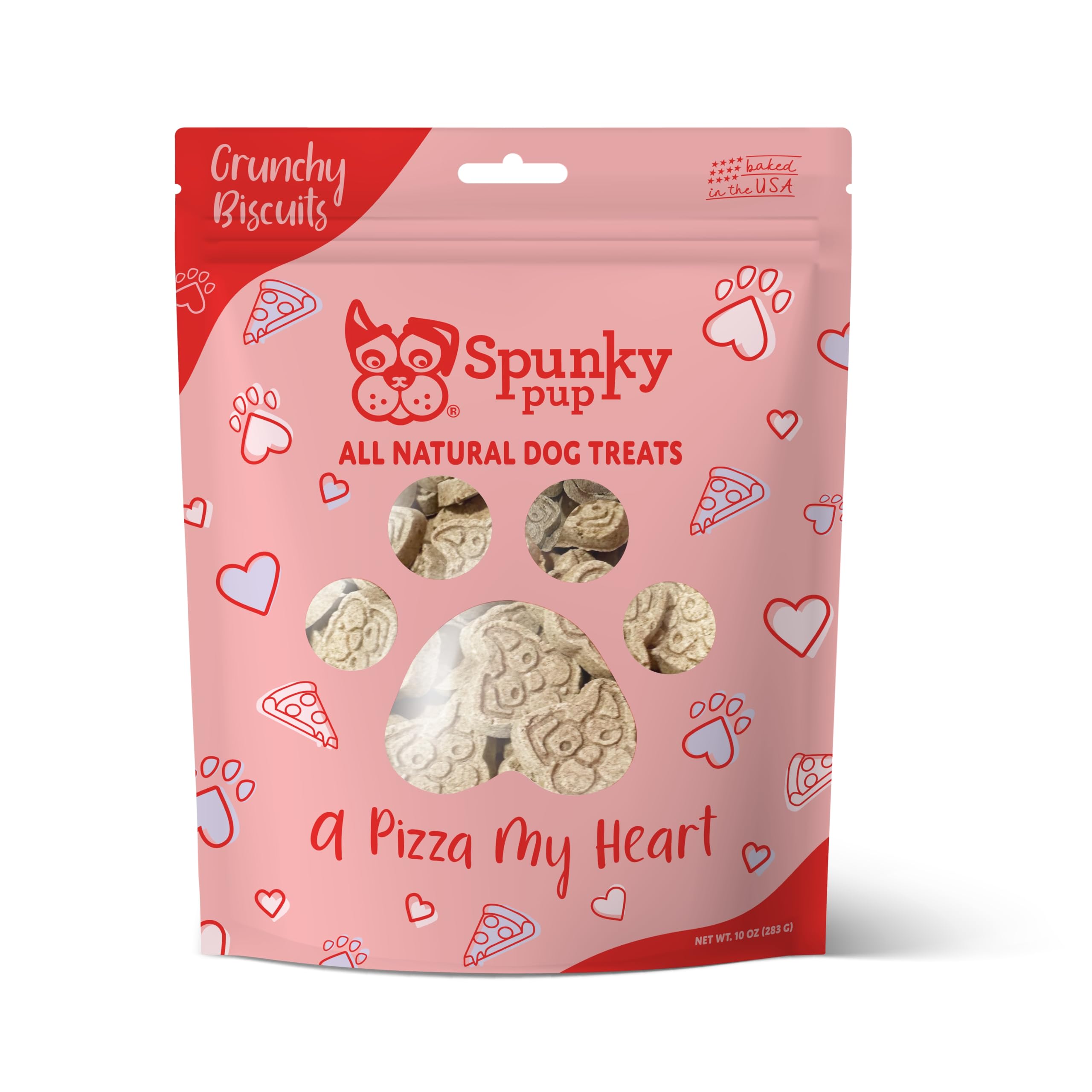 Spunky Pup A Pizza My Heart treats in resealable pouch for freshness