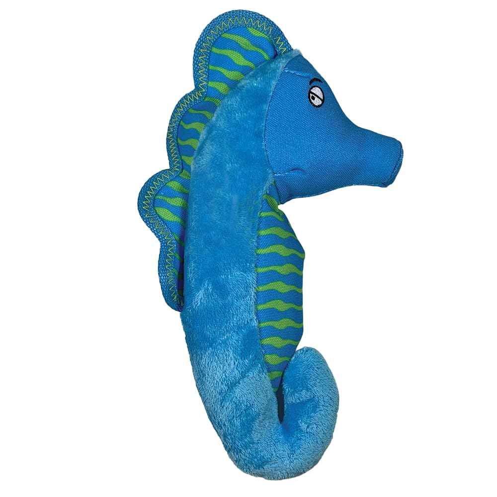 Spunky Pup Clean Earth Seahorse toy front view for small to medium dogs.