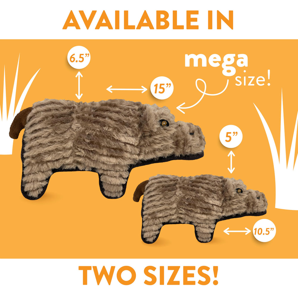 Spunky Pup hippo close-up shows reinforced stitching for lasting play sessions.