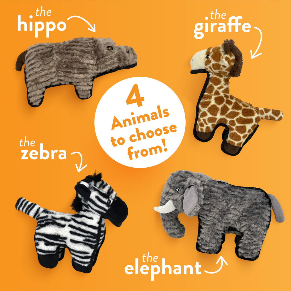 Spunky Pup hippo plush designed for medium to large dogs needing durable chews.