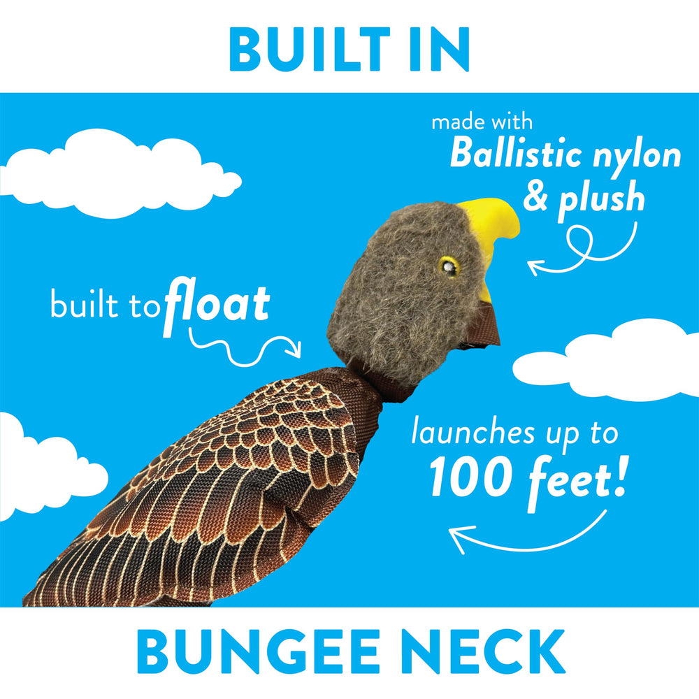 Spunky Pup Eagle toy shows thick ballistic fabric for durable indoor-outdoor play.