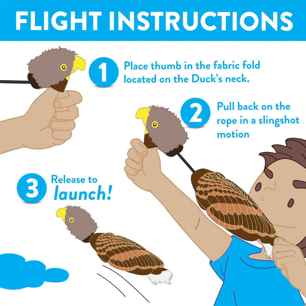 Spunky Pup Fly & Fetch Eagle with collection including duck and fish for varied games.