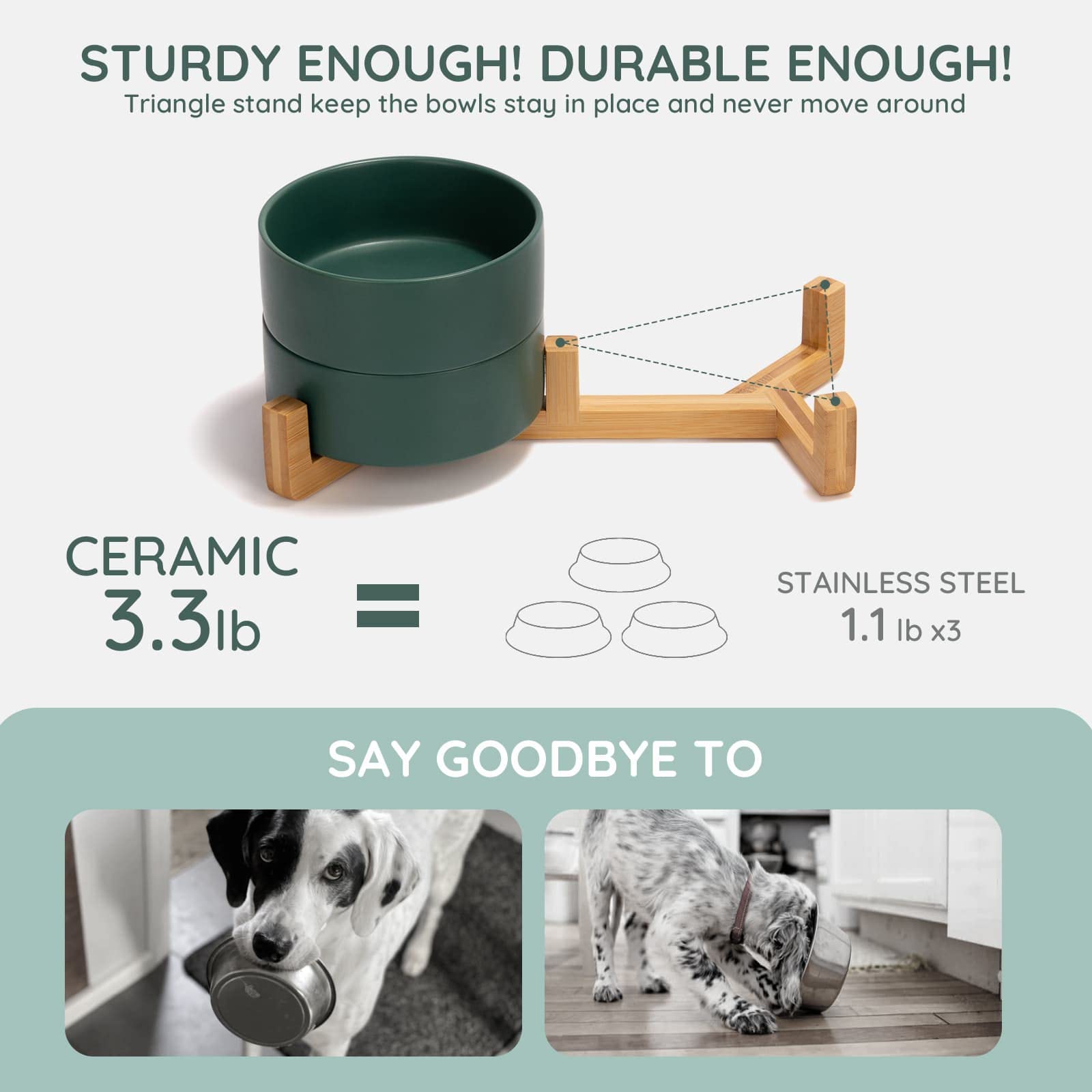 SPUNKYJUNKY matte-glaze-green-bowl highlights stable, non-slip feeding