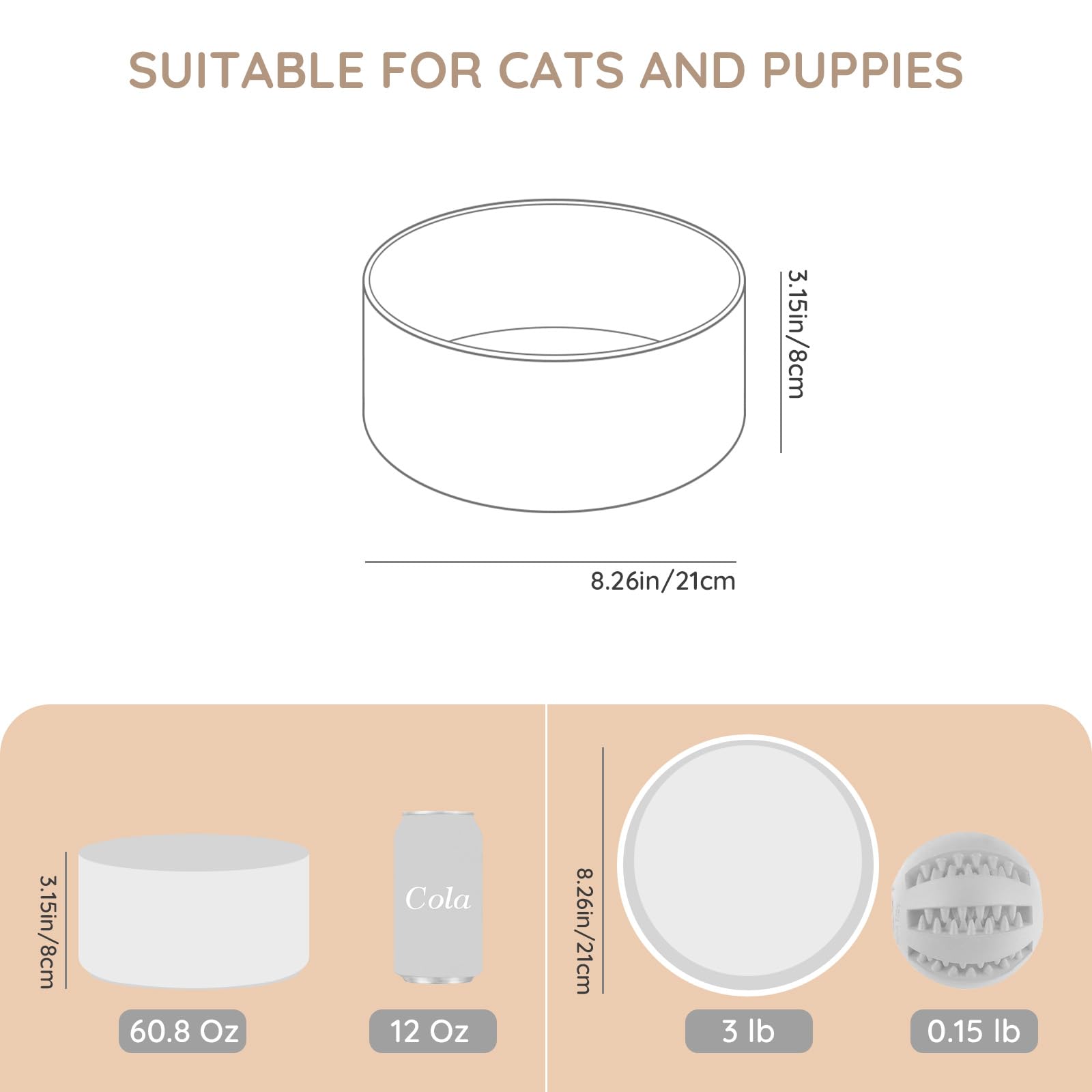 SPUNKYJUNKY ceramic cat bowl 60oz white color options complement home décor