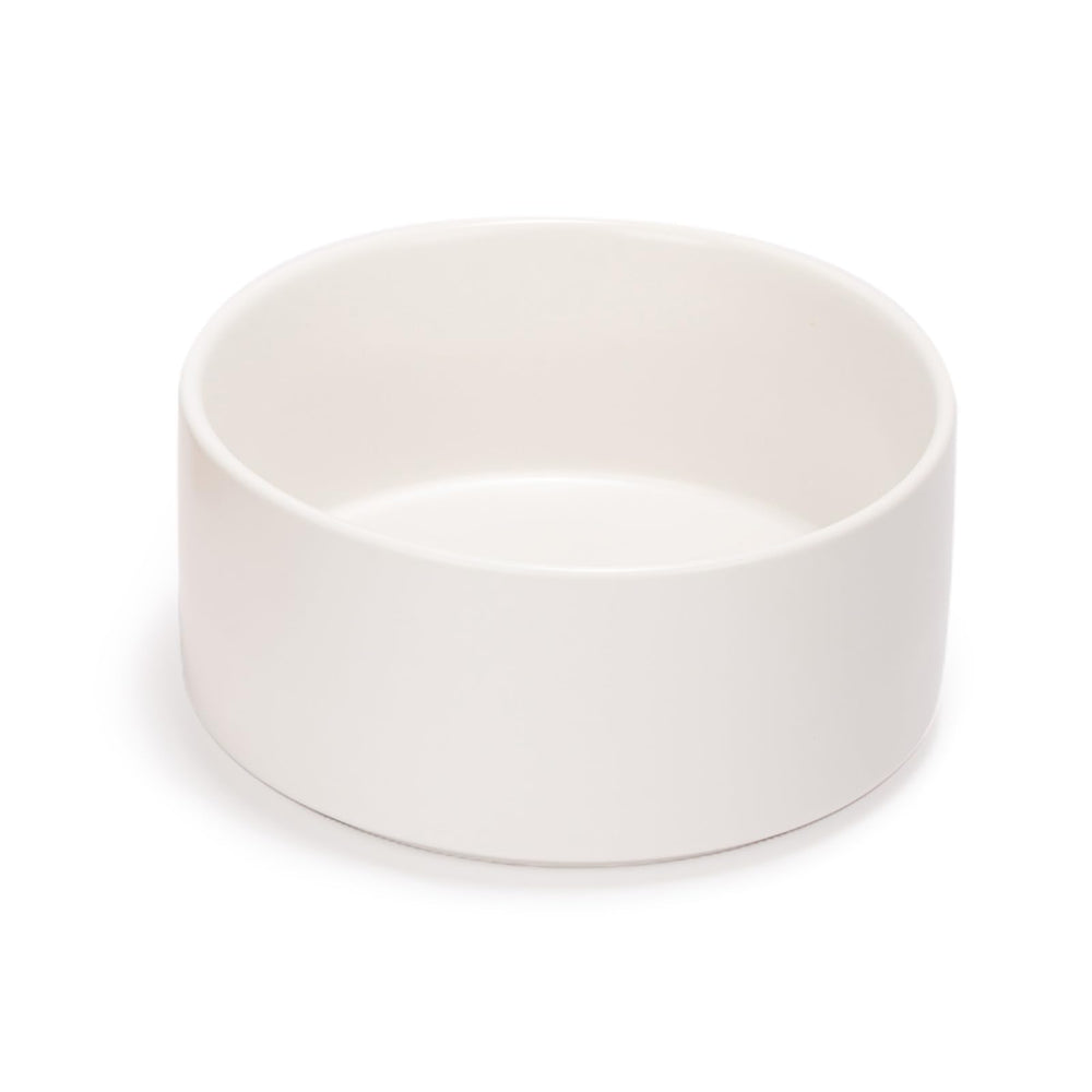 SPUNKYJUNKY 60oz ceramic dog bowl white with weighted base reduces tipping