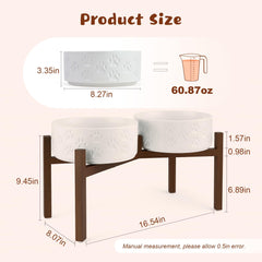 SPUNKYJUNKY acacia wood stand reveals warm grain and sturdy stability for larger-breed feeding