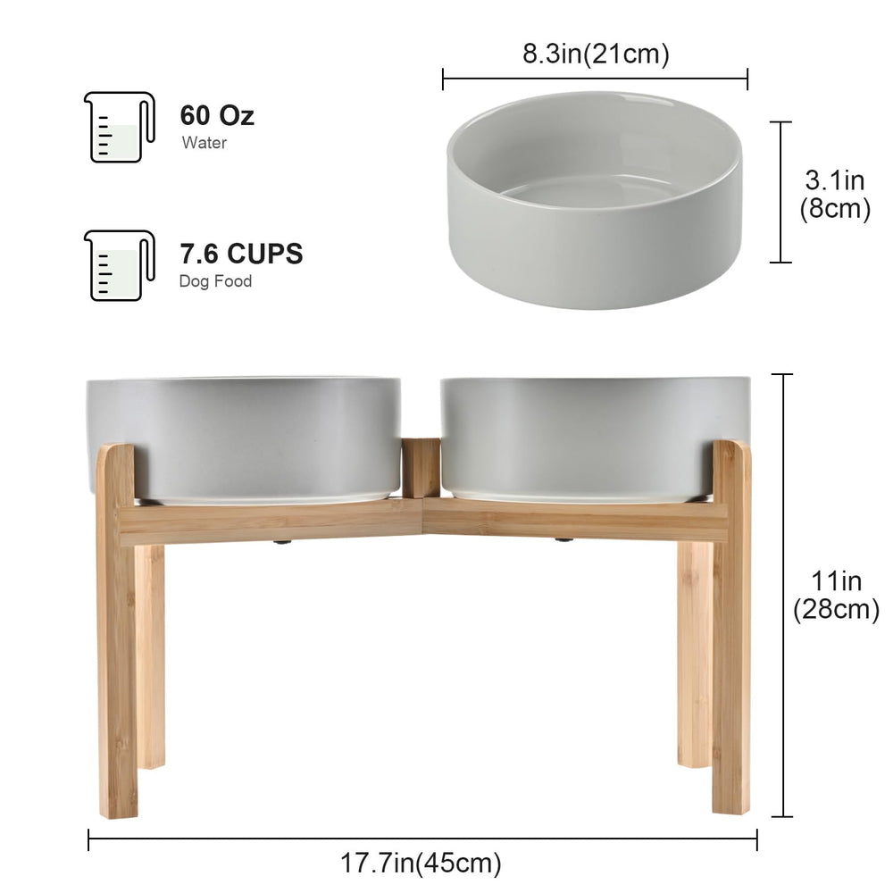 SPUNKYJUNKY bamboo stand elevates dog meals for natural posture and comfort.