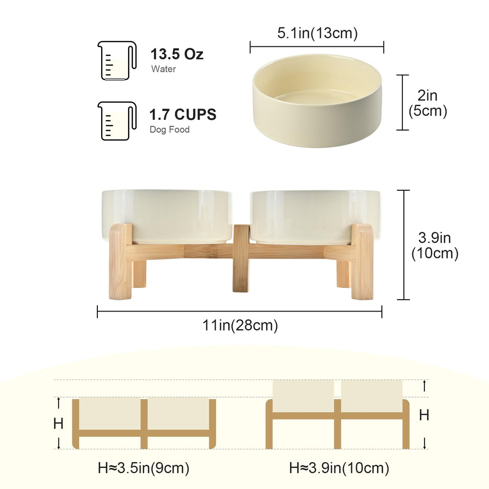 SPUNKYJUNKY bamboo stand with two height options for comfortable feeding posture.