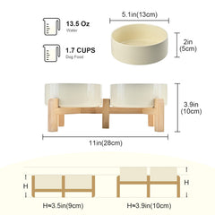 SPUNKYJUNKY bamboo stand with two height options for comfortable feeding posture.