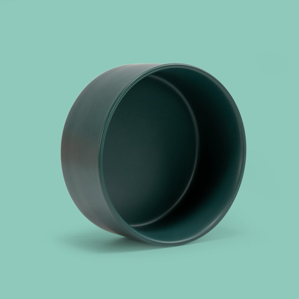 SPUNKYJUNKY ceramic bowl three-sizes-available display showing spill-reducing design.