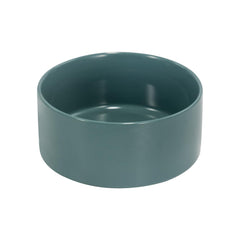 SPUNKYJUNKY ceramic dog bowl light green closeup demonstrates anti-tip stability during meals.